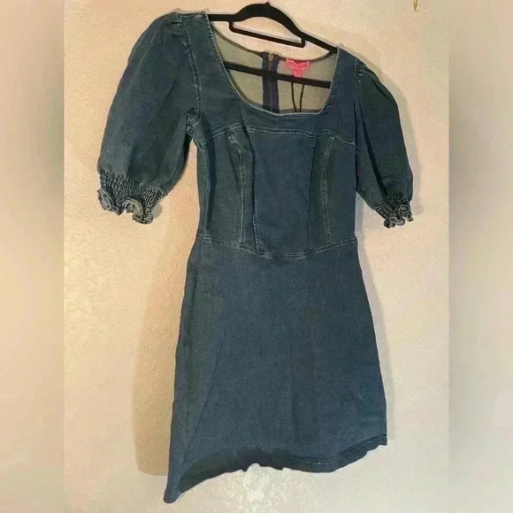 Betsey Johnson Blue Denim Mini Dress Womens Size 8 - Picture 3 of 12
